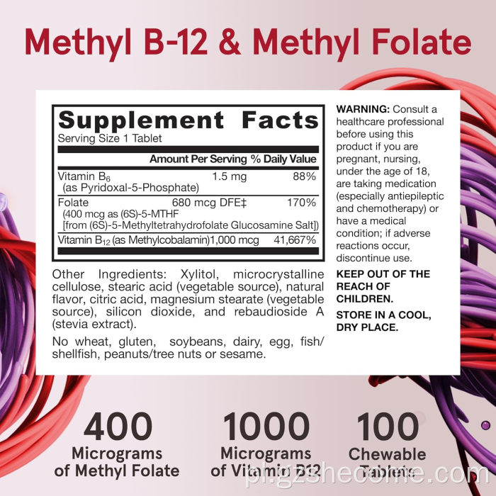 Shecome Methyl B12 Folian Tabletki Energia Wsparcie serca